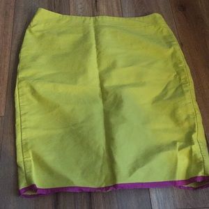 J. Crew lime green pencil skirt with purple trim